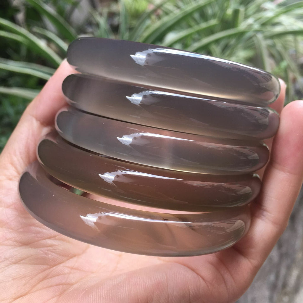 【玉鐲】煙灰-巴西冰種灰瑪瑙手鐲