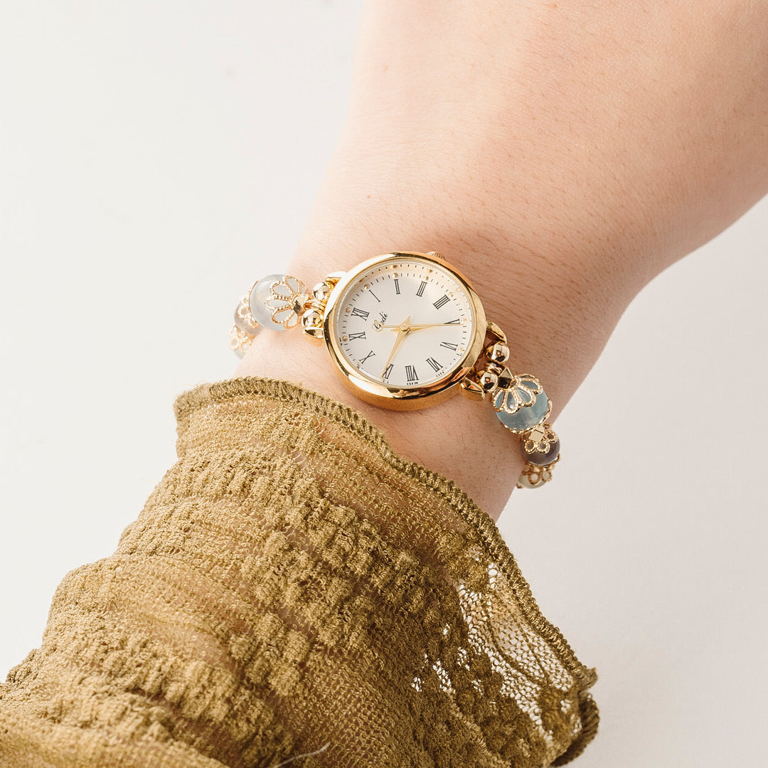 【時光】水晶腕帶手錶-潮汐(海藍寶/月光石/葡萄石)