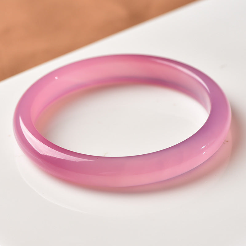 【玉鐲】桃花朵朵開-粉色瑪瑙手鐲(圓條/窄條)