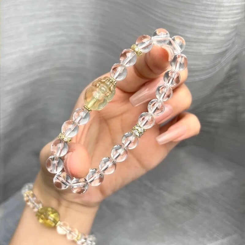 【晶曜納福】咬財黃水晶貔貅×白水晶開運手鍊