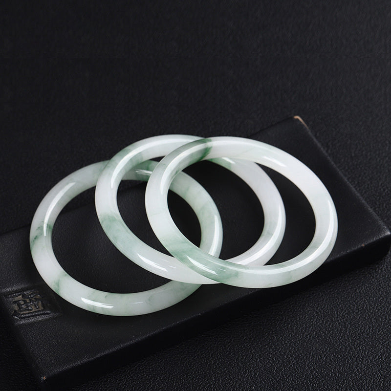 【玉鐲】透翠白玉-新疆金絲玉