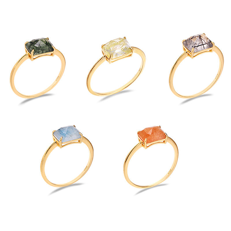 【輕奢】現代光影-S925純銀+14K金髮晶戒指(金髮晶/紅髮晶/綠髮晶/黑髮晶/藍髮晶)