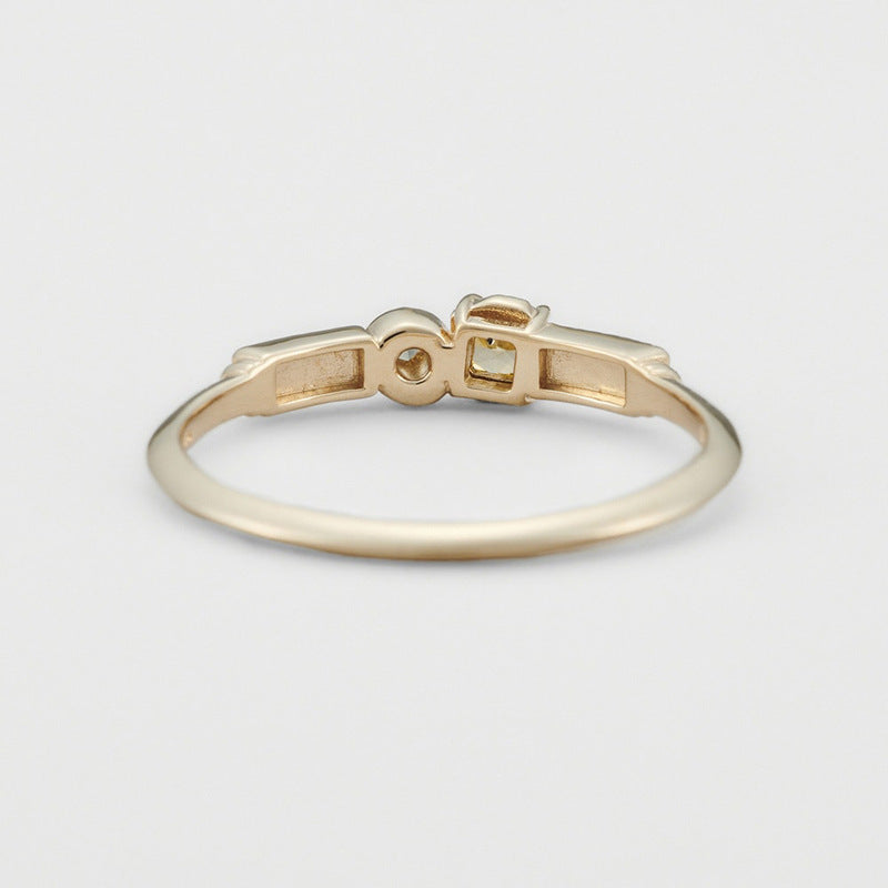 【輕奢】黎明之吻-14K金+925純銀黃晶白鋯戒指