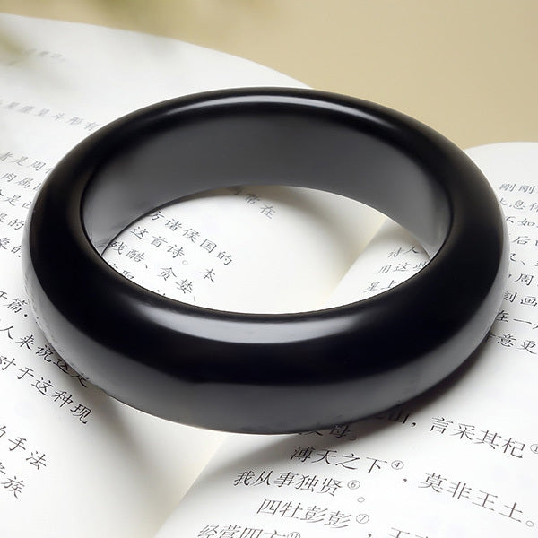 【玉鐲】天然和田墨玉手鐲(圓鐲/福鐲)