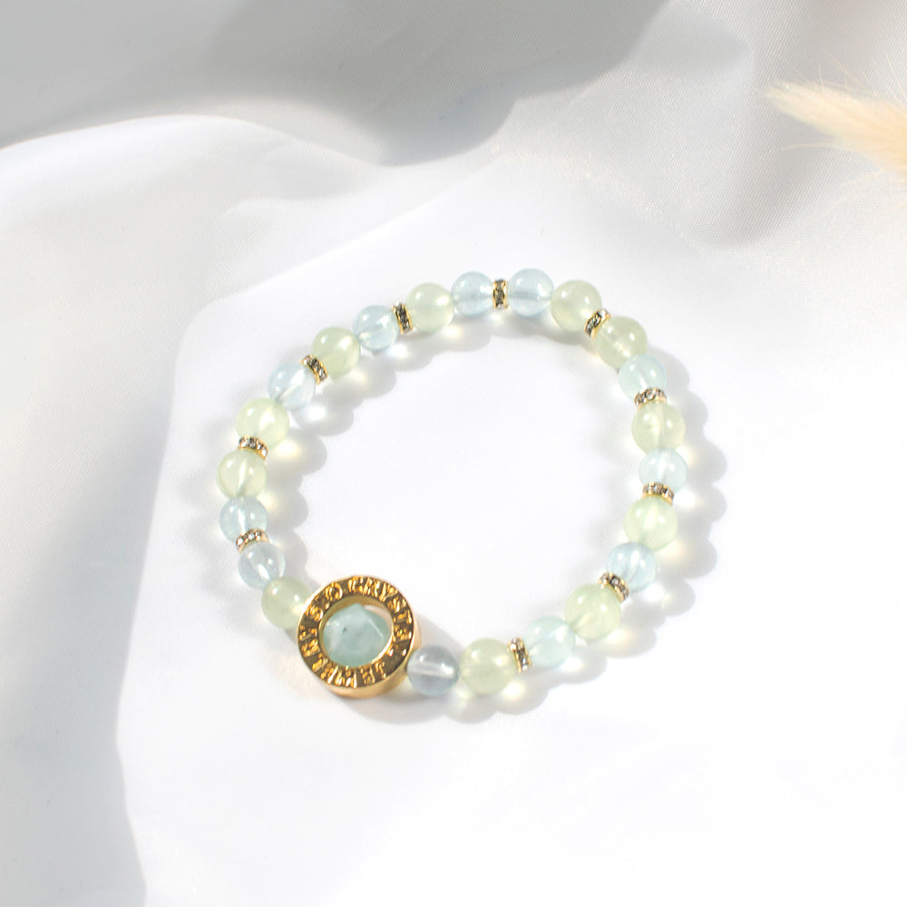 能量手鍊【雨露清晨】葡萄石海藍寶手鍊