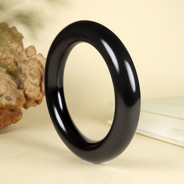 【玉鐲】天然和田墨玉手鐲(圓鐲/福鐲)