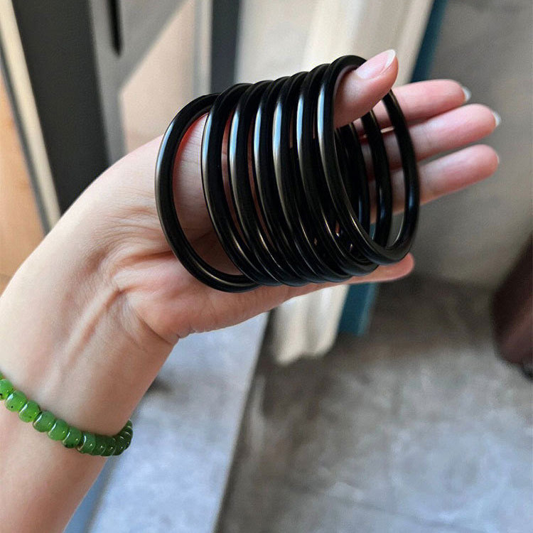 【玉鐲】天然和田墨玉叮噹鐲