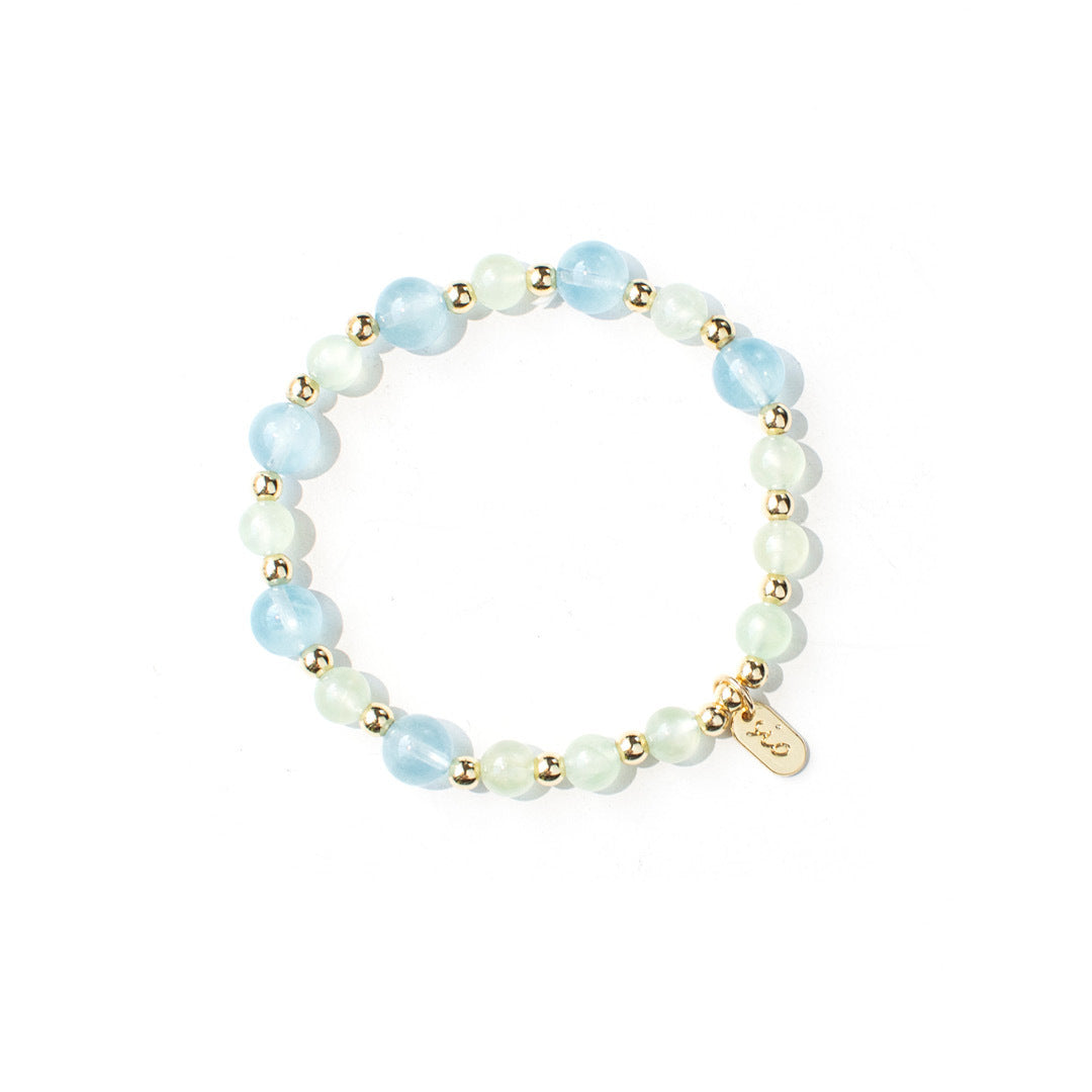 能量手鍊【雨露清晨-吊墜款】海藍寶葡萄石手鍊