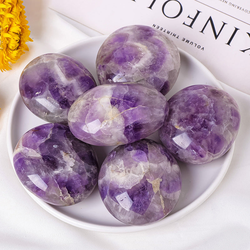 【礦藏】原礦夢幻紫水晶/隨身攜帶手把件(附絨布袋)