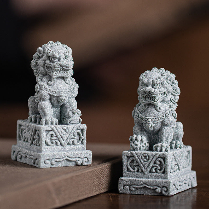 【國潮】青砂石-石獅子/門獅/鎮宅納福公母一對(大/小號)
