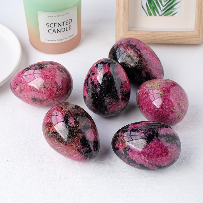 【礦藏】原礦雞蛋型薔薇石/隨身攜帶手把件(附絨布袋)