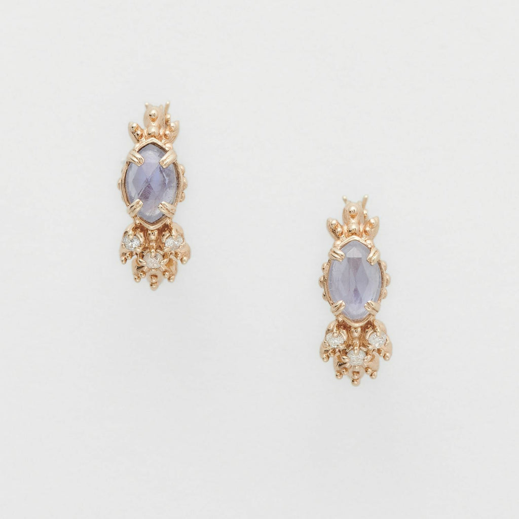 【輕奢】阿波羅的智慧-14K金+925純銀堇青石拉長石耳環