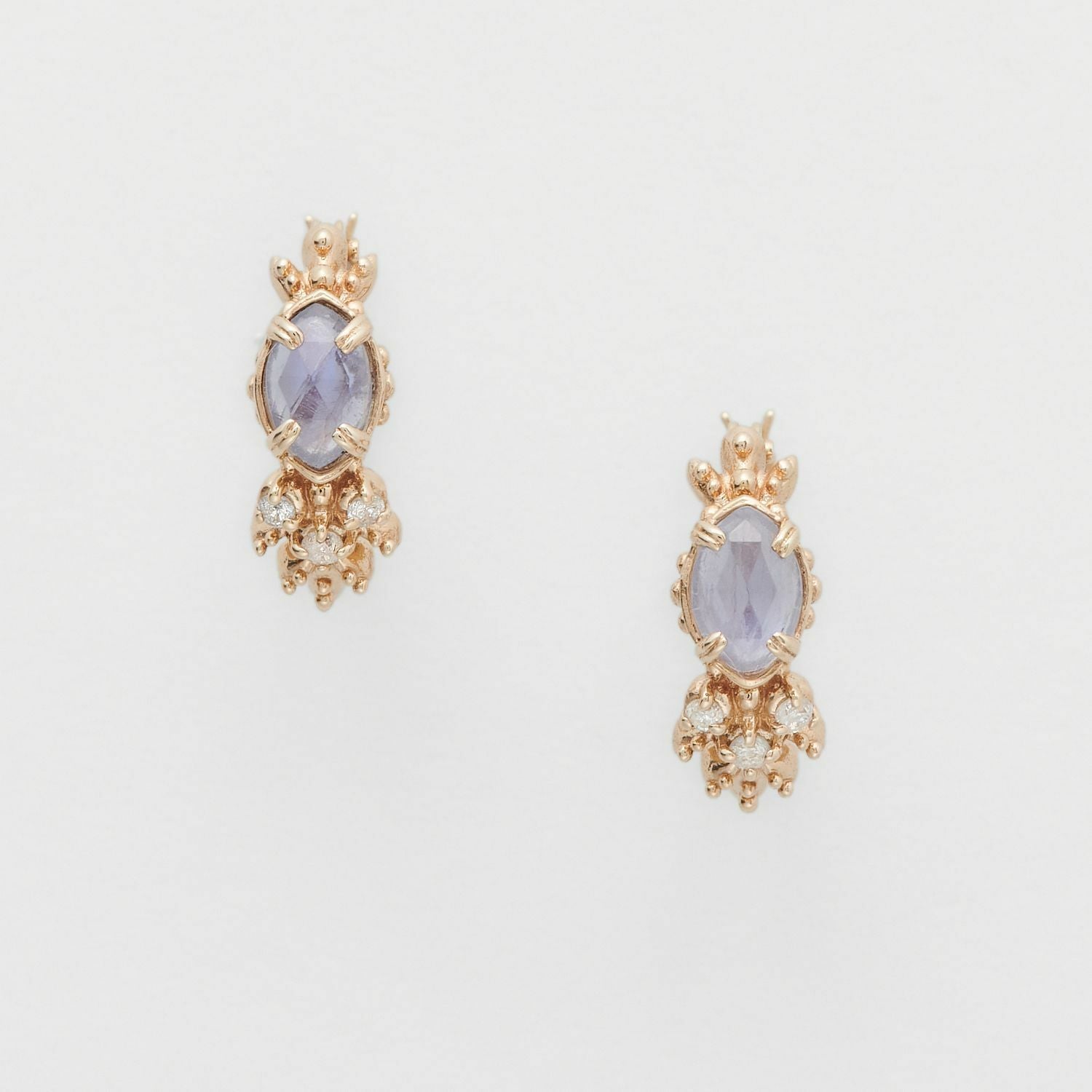 【輕奢】阿波羅的智慧-14K金+925純銀堇青石拉長石耳環