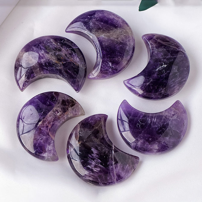 【礦藏】原礦紫水晶月亮/隨身攜帶手把件(附絨布袋)