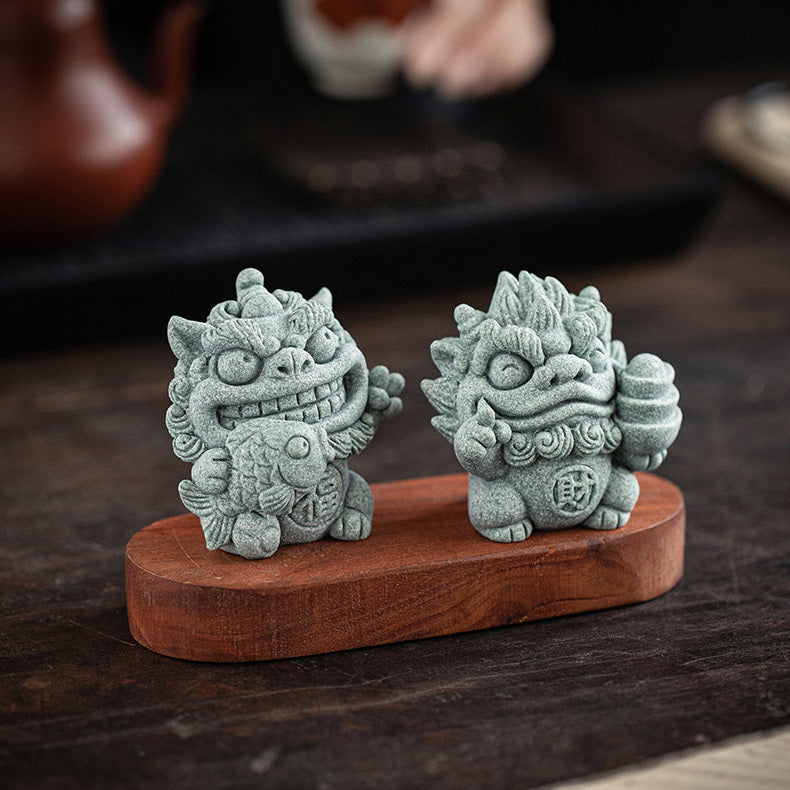 【國潮】福魚財寶青砂石貔貅/風獅爺招財進寶風水擺件