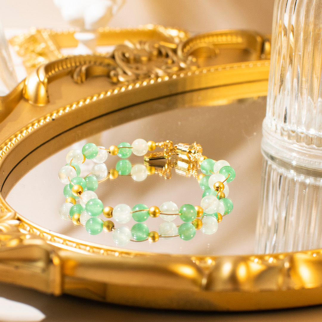 水晶手鍊【逐夢-財源滾滾】綠東陵葡萄石手鍊