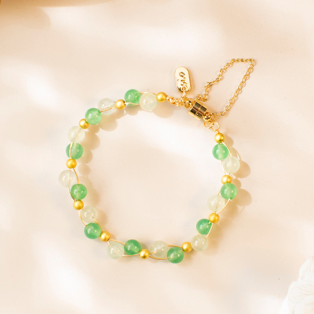 水晶手鍊【逐夢-財源滾滾】綠東陵葡萄石手鍊