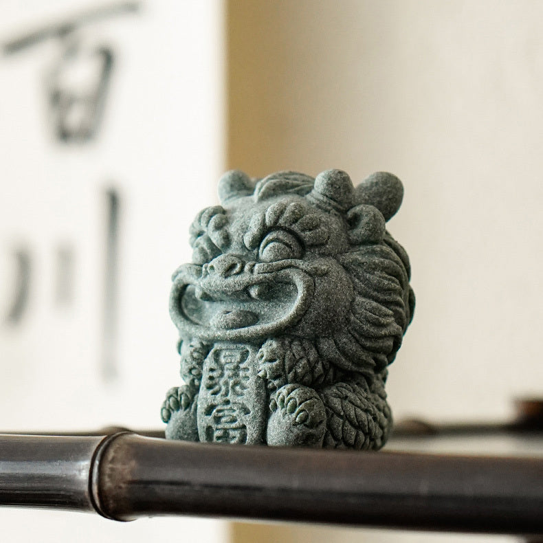 【國潮】青砂石暴富開運麒麟擺件-套組(暴富獸+開運獸)