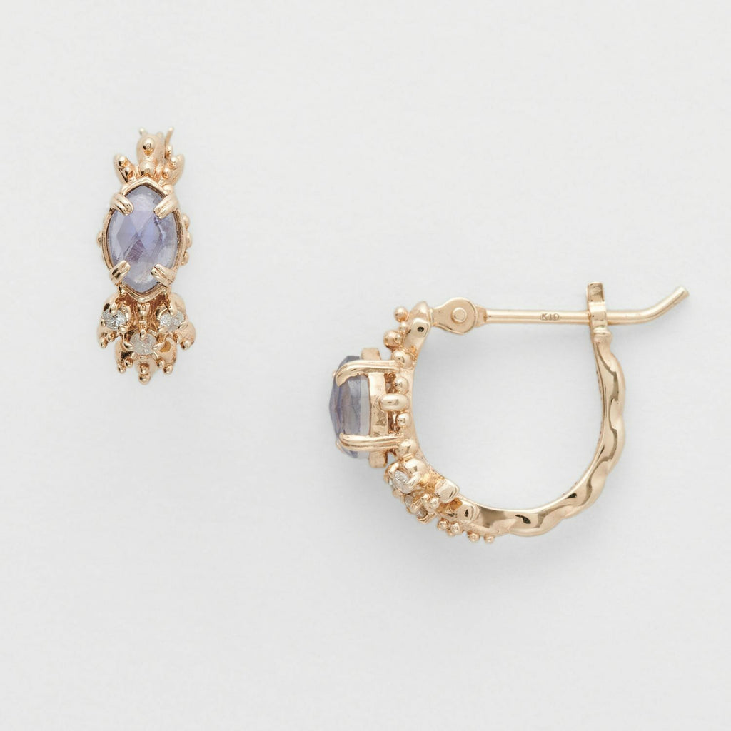 【輕奢】阿波羅的智慧-14K金+925純銀堇青石拉長石耳環