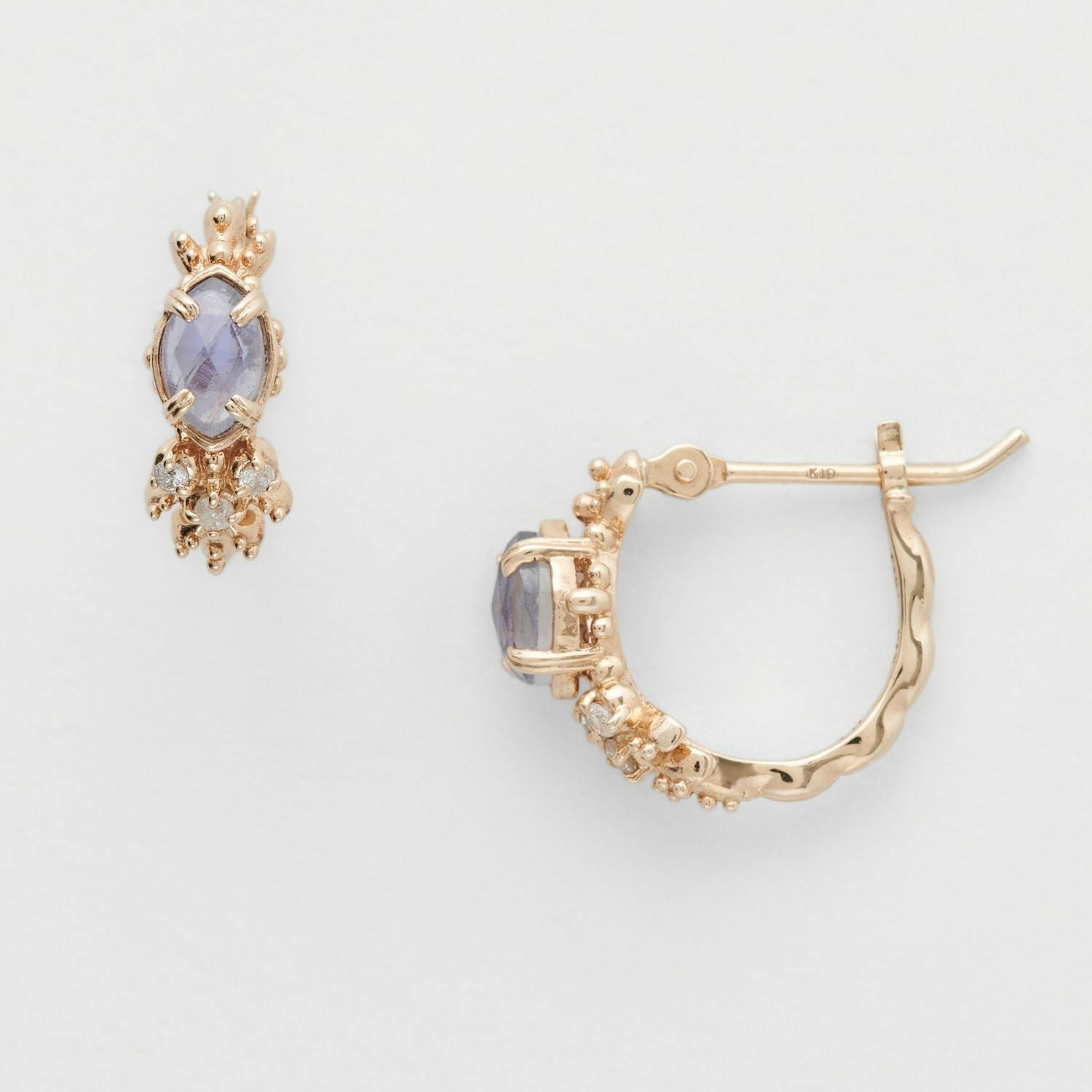 【輕奢】阿波羅的智慧-14K金+925純銀堇青石拉長石耳環