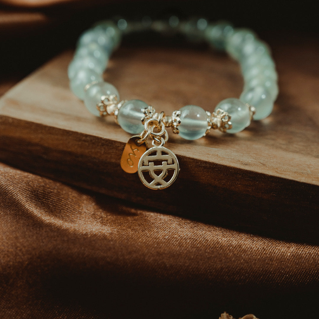 【珠璣】順遂安康-葡萄石中文字水晶手鍊/水晶手串