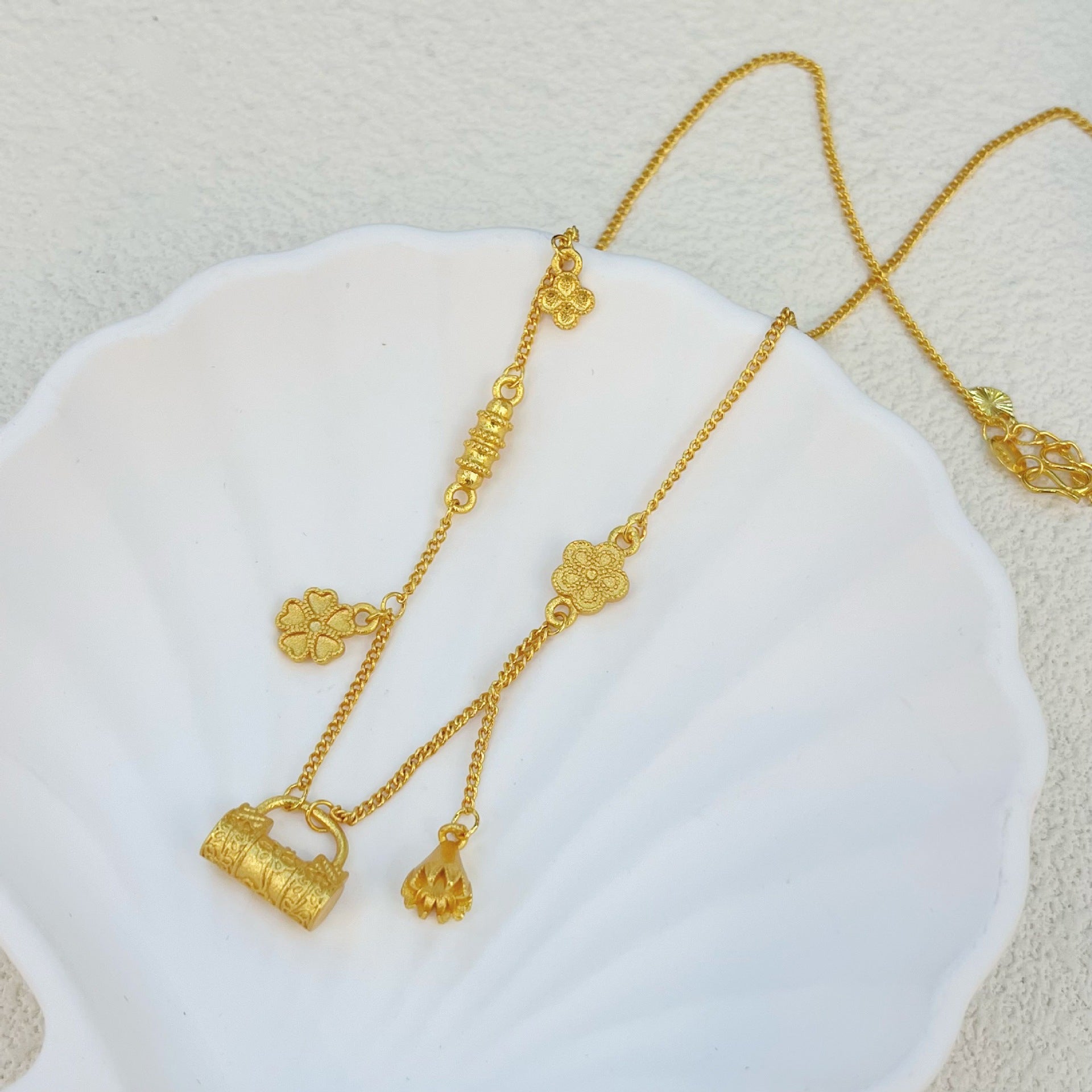 【金輝】金碩果累累平安鎖包古法金項鍊