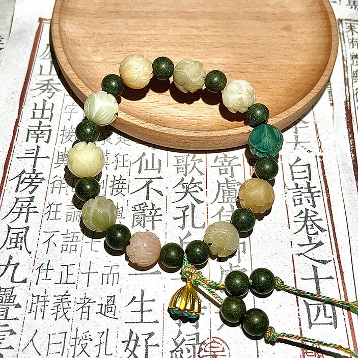 【中藥合香珠】財神蓮花菩提根手串天然藥香合香珠手串