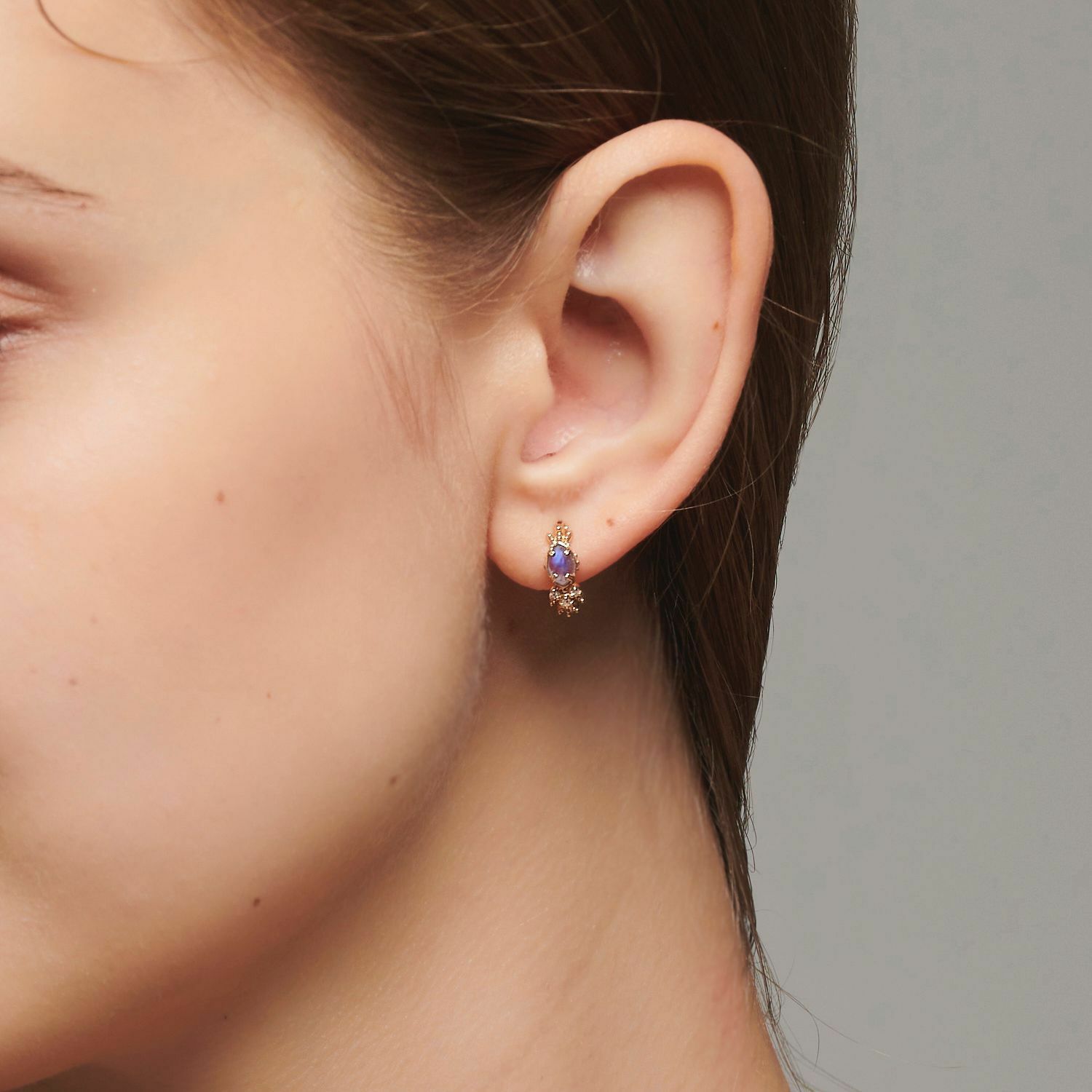 【輕奢】阿波羅的智慧-14K金+925純銀堇青石拉長石耳環