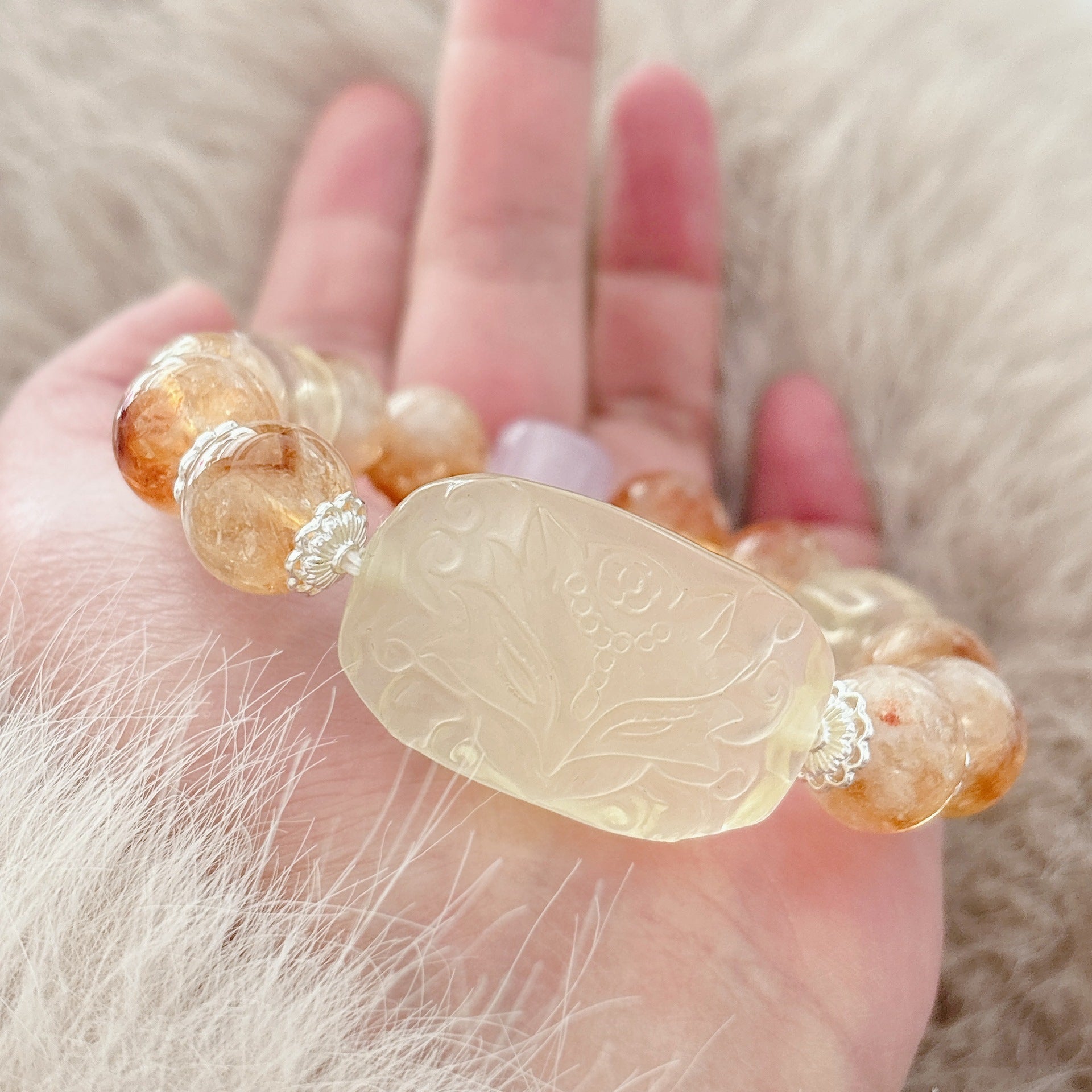 【狐仙】天然黃塔晶+黃水晶狐仙手牌手串