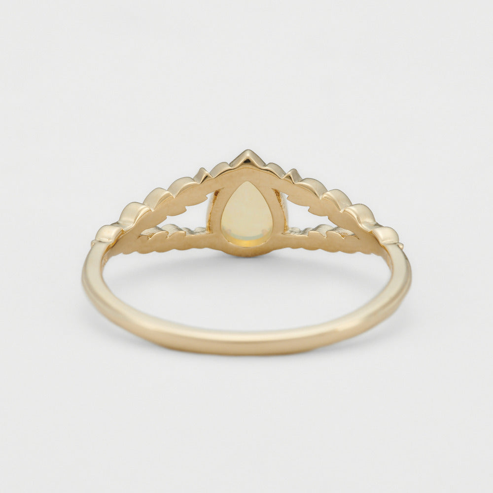 【輕奢】月桂神話-14K金+925純銀歐珀戒指