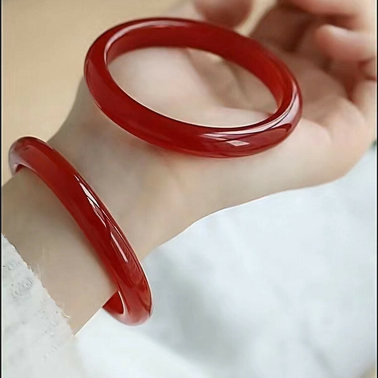 【玉鐲】傳統中國紅冰種正圈手鐲12mm