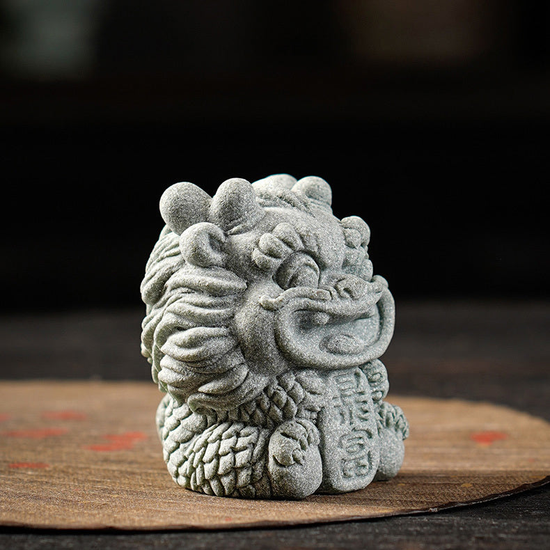 【國潮】青砂石暴富開運麒麟擺件-套組(暴富獸+開運獸)