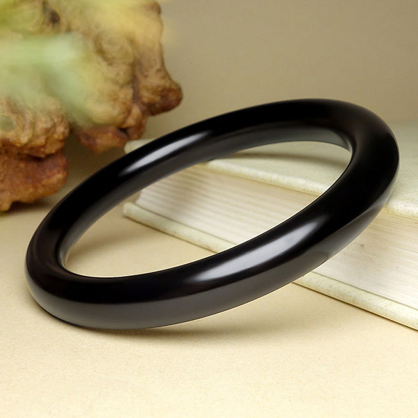 【玉鐲】天然和田墨玉手鐲(圓鐲/福鐲)