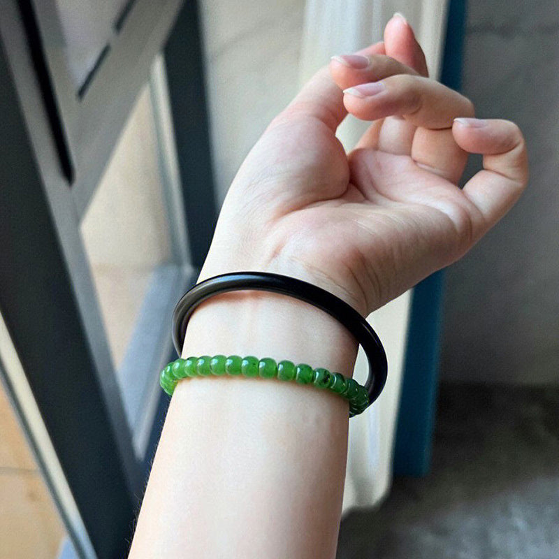 【玉鐲】天然和田墨玉叮噹鐲