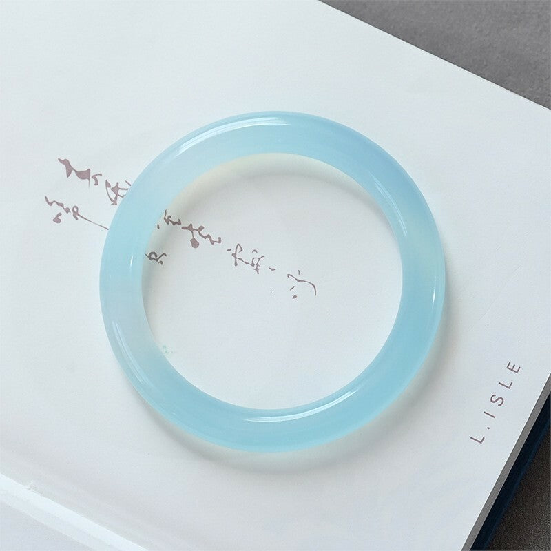 【玉鐲】天空藍冰種天青凍玉圓條手鐲-8mm/10mm